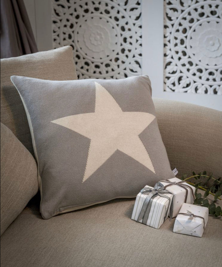 Grey star cheap print cushion