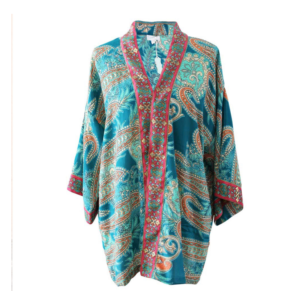 Turquoise kimono jacket