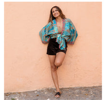 Load image into Gallery viewer, Turquoise kimono jacket
