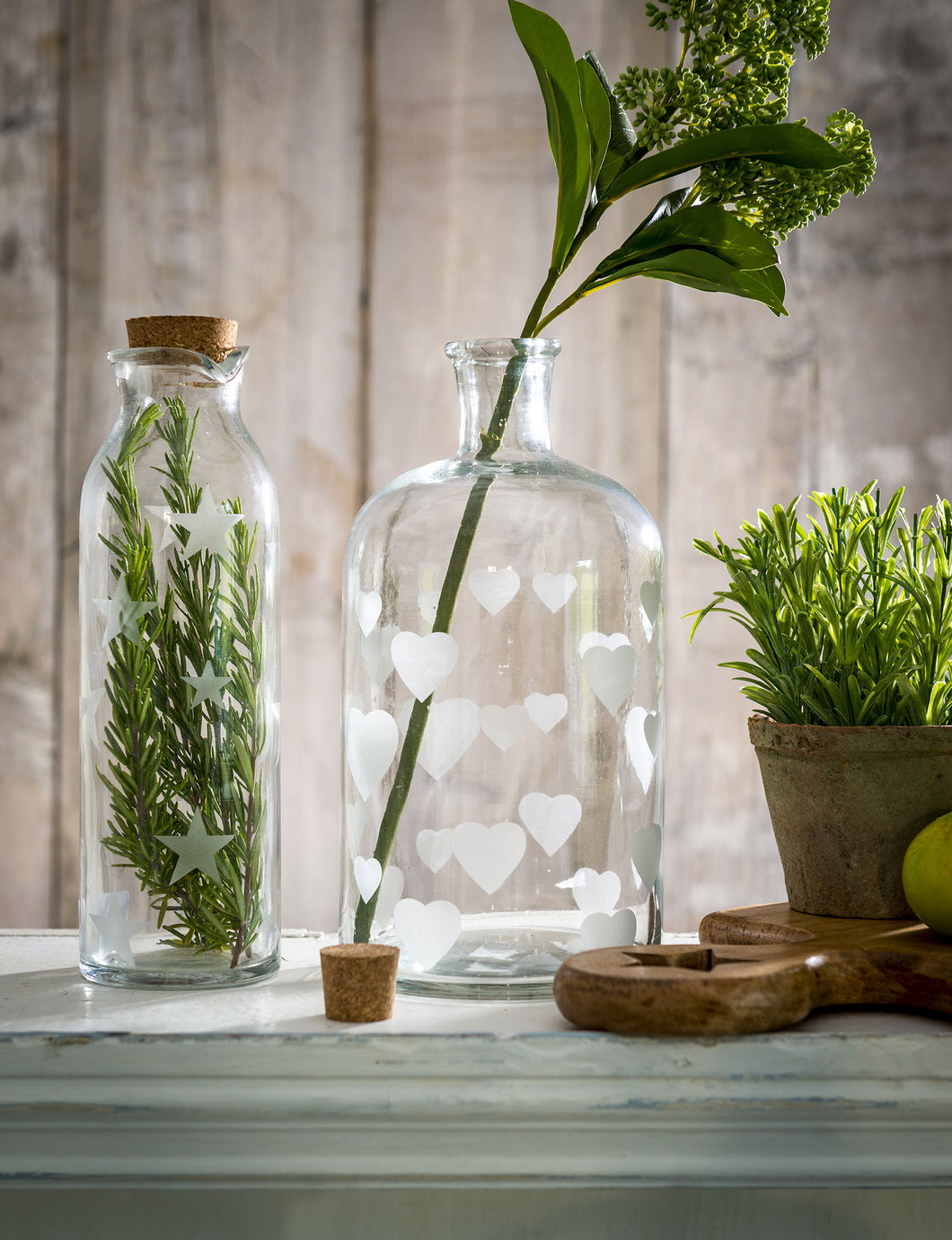 Large Narrow Neck Jar - Hearts