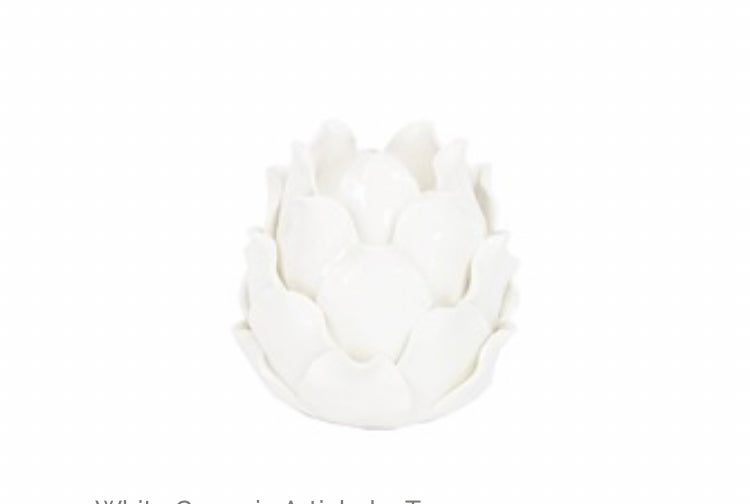 White artichoke tea light holder